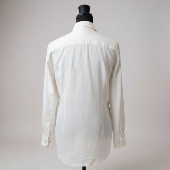 🤍 Paperwhite Women Blouse Sz 10 • White Diamond Pleated Front Detail  ✨ - Picture 2 of 6